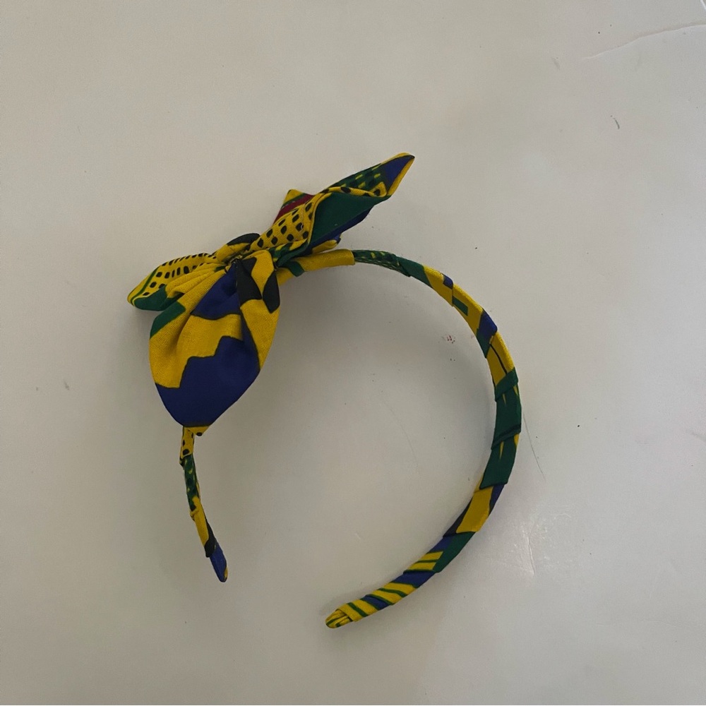 Handmade African Print Ankara Multicolor Bow Detail Colorful Headband